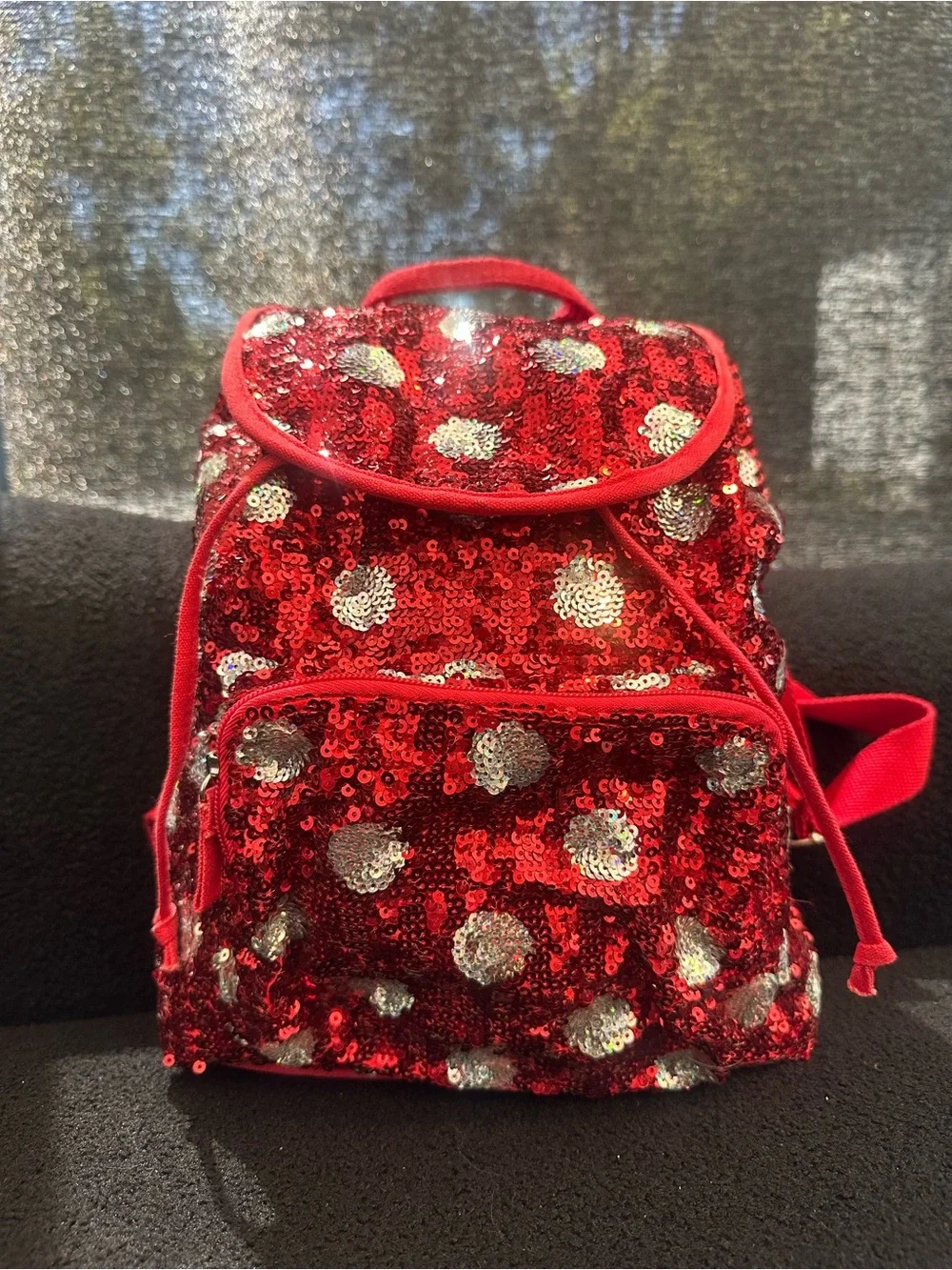 Disney Parks Minnie Mouse Polka Dot Red Sequin Mini Backpack